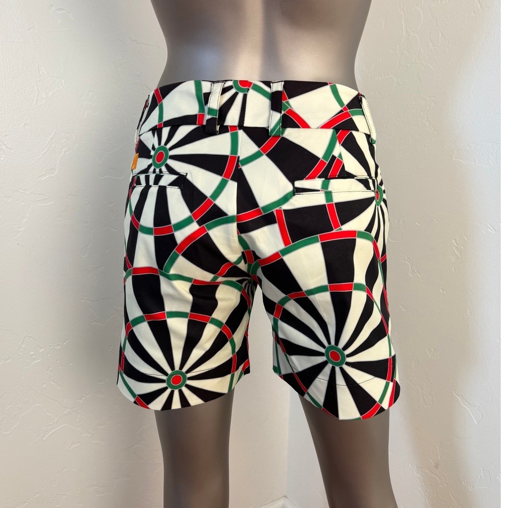 Rare Loudmouth Golf "Bull & Cork" Dartboard Print Shorts Size 0 - Picture 2 of 11